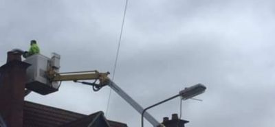 Cherry picker with operator